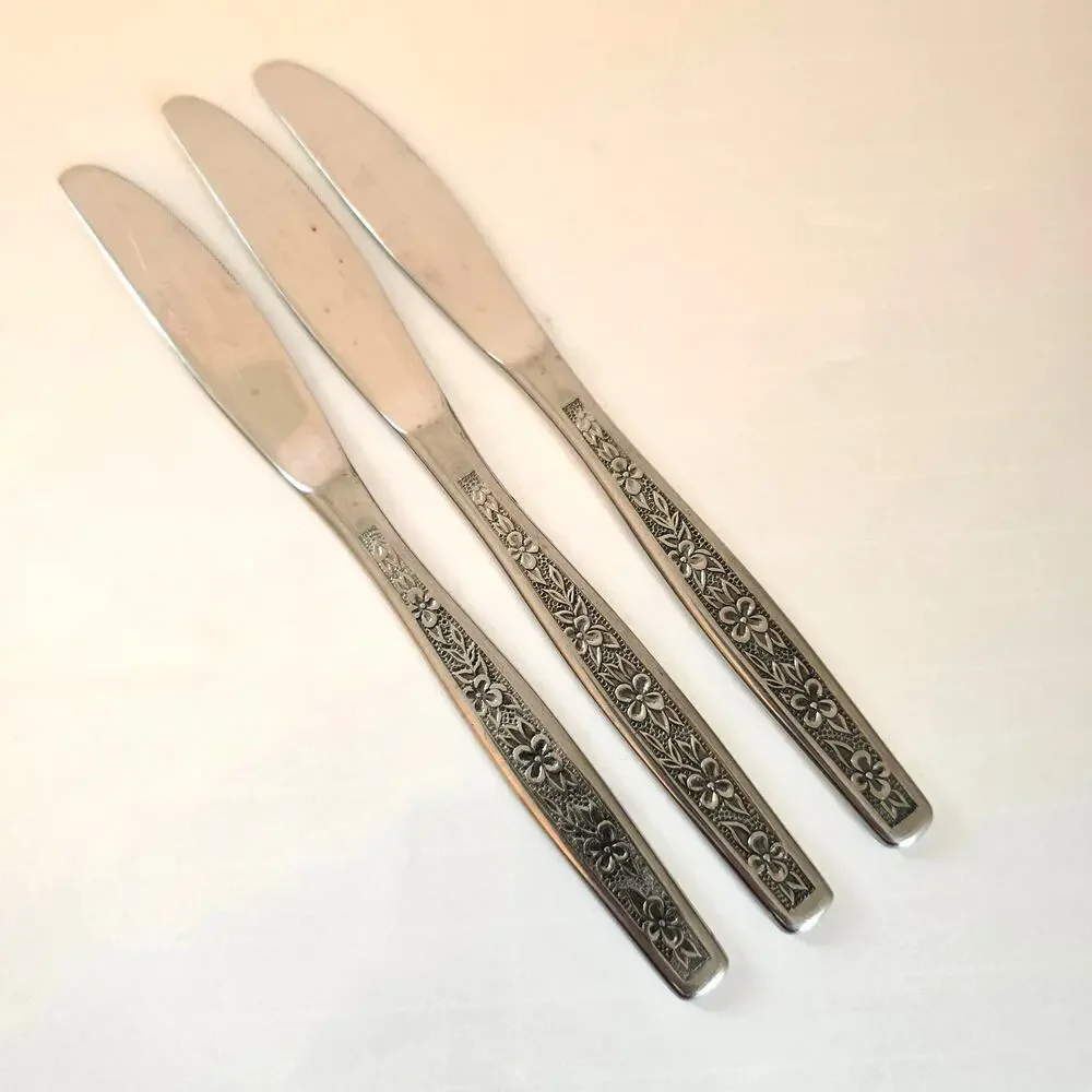 Rogers Stainless Butter/Dinner Knives La Spana Set Of 3 Mid Century Modern